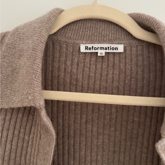 Reformation Taupe Ribbed Button-Down Knit Shirt - Picture 4 of 5